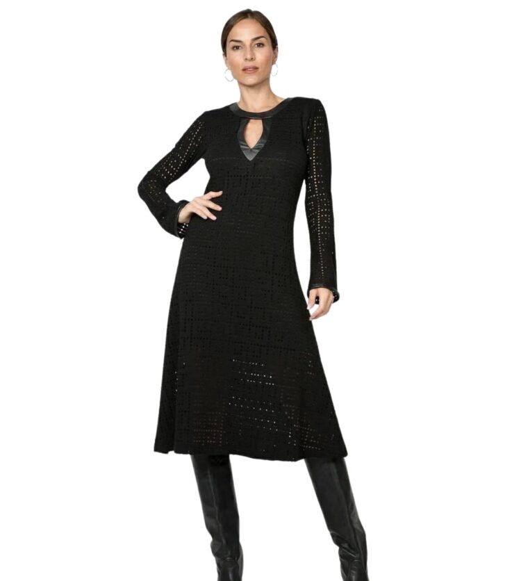 Vestido crochet y ecopiel